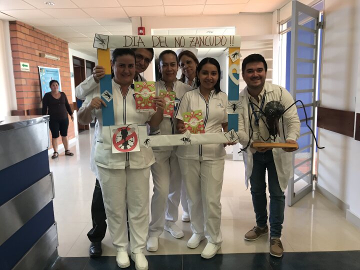 Juan with colleagues marking international day of dengue virus mosquito