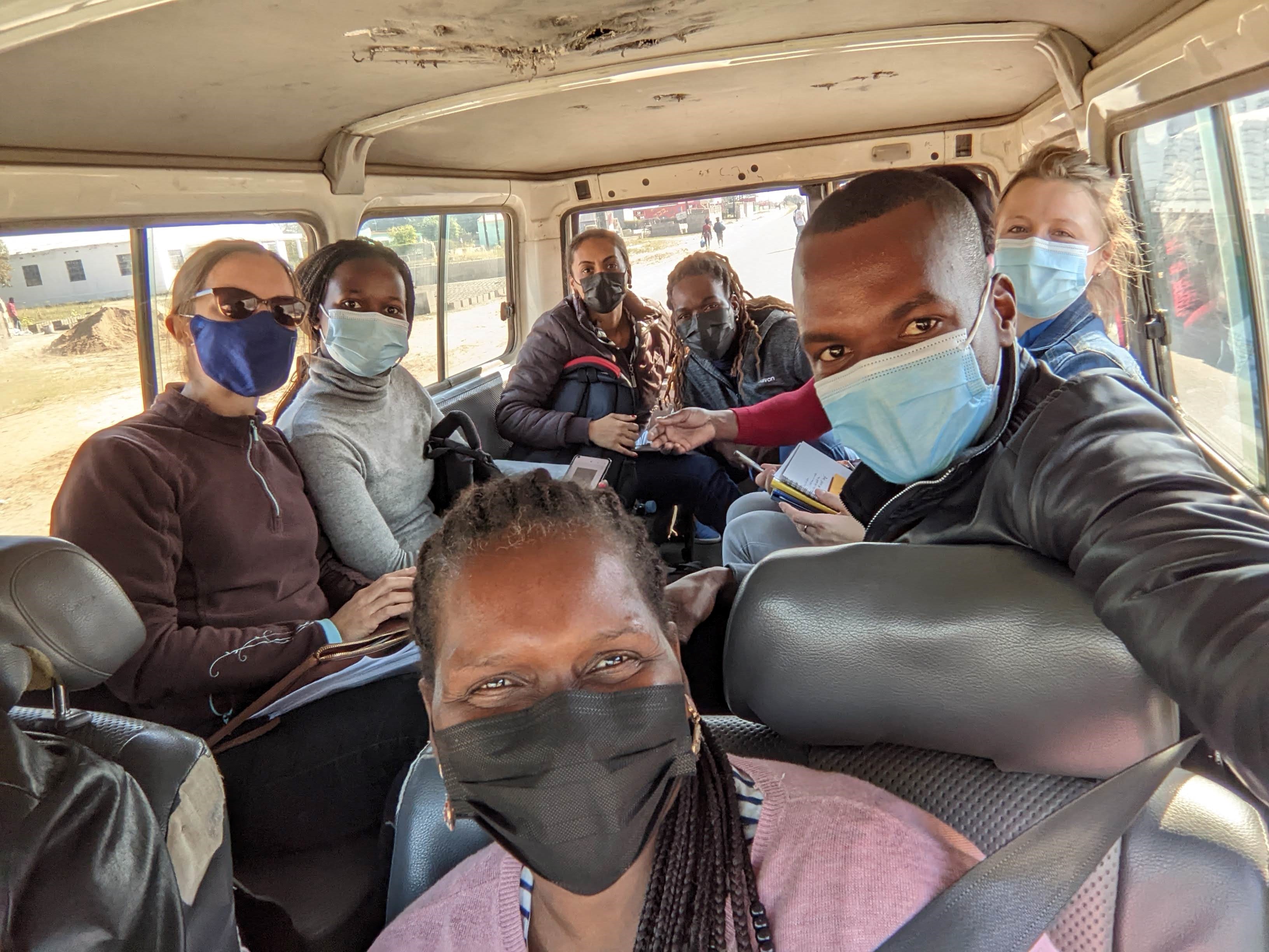 MQ team and trainees in vehicle in Mozambique