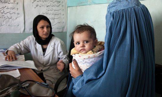 mother and child in a clinic