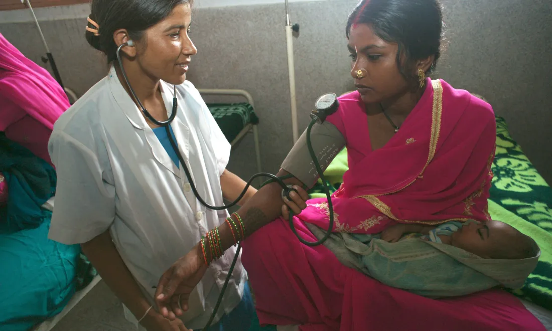 health worker with mother