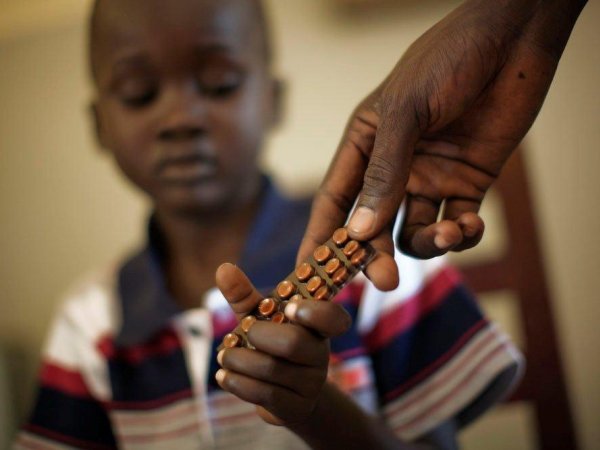 Boy with medication, South Sudan