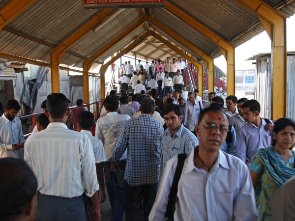 Photo of busy railway station in India