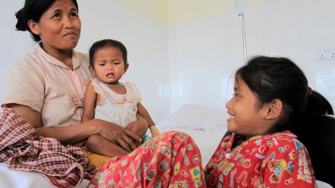 family in Cambodia hospital 