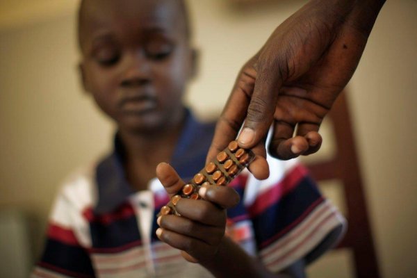 Boy with medication, South Sudan