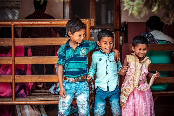 Children laughing, India