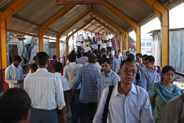 Photo of busy railway station in India