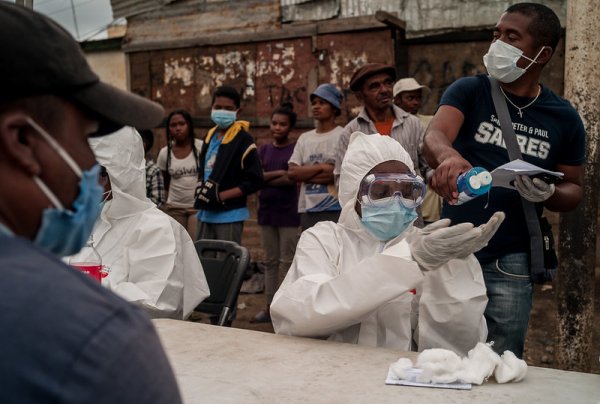 Photo shows COVID-19 testing in Madagascar